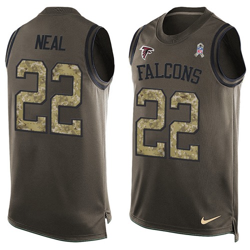 Men's Limited Keanu Neal Nike Jersey Green - #22 Salute to Service Tank Top NFL Atlanta Falcons